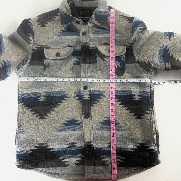 Southwestern Aztec Pattern Wool Blend Sherpa Shirt Jacket Shacket Sz Large - Picture 7 of 8